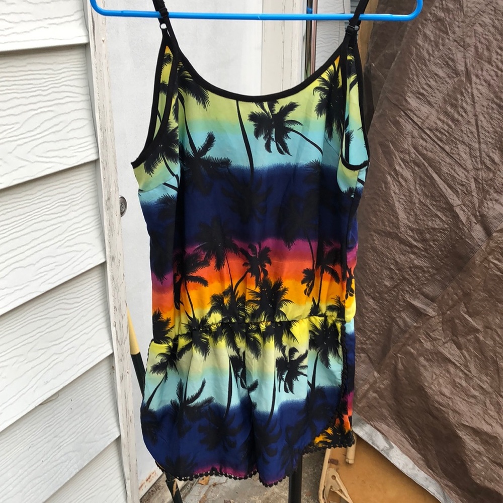 Colorful palm tree print romper